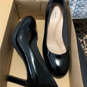 Clarks Women's Glossy Black Heels- Brand New, Never Used